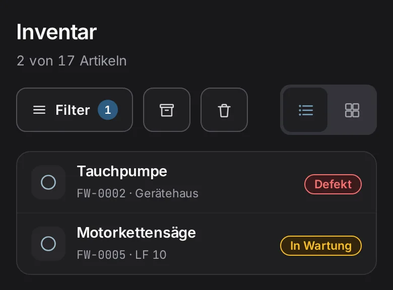Materialwart auf dem Handy: Tauchpumpe defekt, Motorkettensäge in Wartung