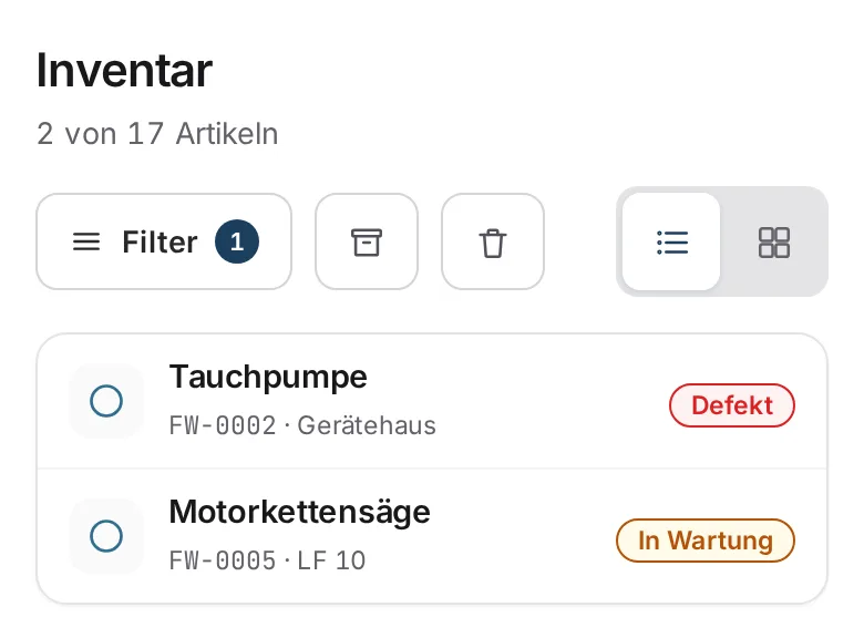 Materialwart auf dem Handy: Tauchpumpe defekt, Motorkettensäge in Wartung